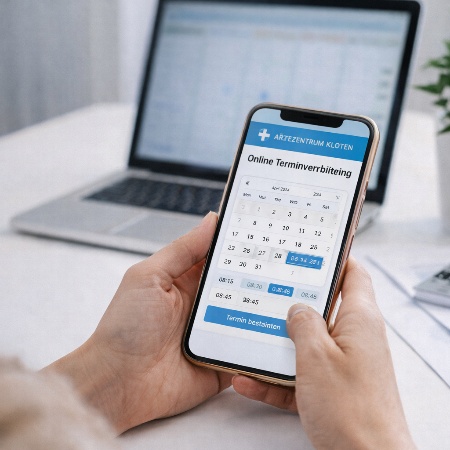Smartphone mit Online-Terminreservation